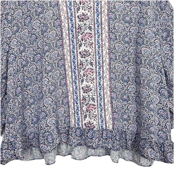 Cynthia Rowley Womens Flared Sleeve Paisley Floral Top 3X Festival Boho Hippie - Picture 5 of 8